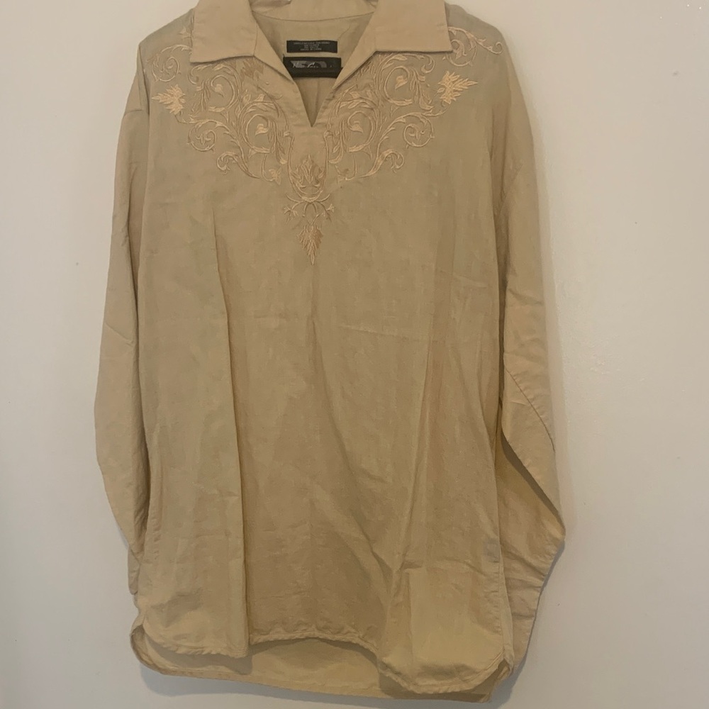 Chic Beige Embroidered Tunic by new gear